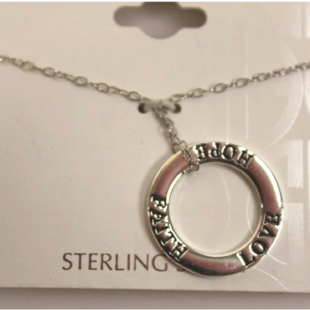 Giani Bernini Love Faith Hope Circle 18" Pendant Necklace in Sterling Silver